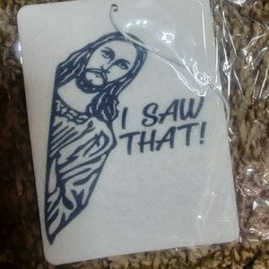 Cat air freshener Jesus "I saw that"